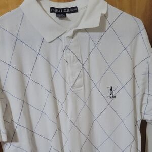 Nautica Men's Polo Shirt with Blue Diamond Pattern